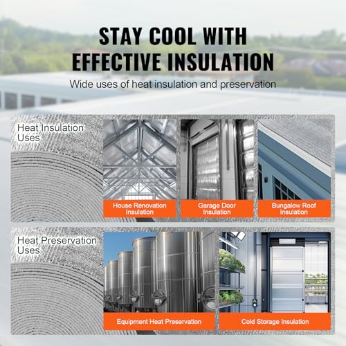VEVOR Heizkörper Reflexionsfolie, Heizung Isolierfolie mit Schaumstoffkern, 30 m x 122 cm, 3,2 mm dick, doppelseitige Dämmfolie aus Alu, EPE, Thermofolie, Isoliermatte für Wandisolierung, Kälteschutz