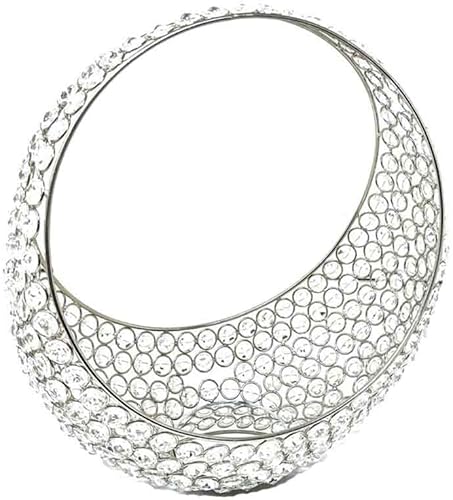 Modern Day Accents 5732 Anillo SM - Cesta de anillo de cristal plateado, decoración de mesa, decoración de casa, cuenco, centro de mesa de isla,