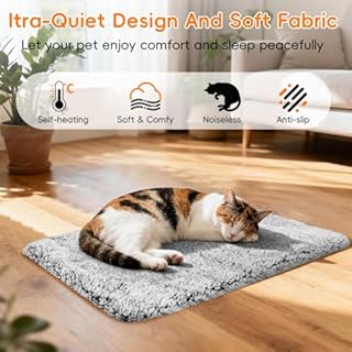 Adiwo Tappetino Riscaldante 70x48cm, Cuccia per Gatti con Coperta Autoriscaldante, Pad Caldo Lavabile Eco-Friendly Antiscivolo, Senza Elettricità per Gatti e Cani di Piccola e Media Taglia