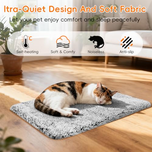 Adiwo Selbstheizende Decke für Katzen und Hunde, 60x45cm Waschbare Wärmedecke Katze, Selbstwärmend Katzendecke Weich, selbstwärmende Heizmatte Thermische Decke für Innen und Außenbereich, Zweifarbig
