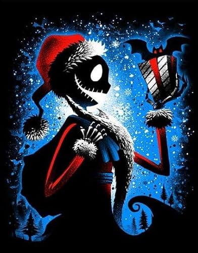 NAIMOER No?l Peinture Diamant Adulte, Diamond Painting Cauchemar Complet, Diamond Painting Animé Kit Enfants Diamant Strass Point de Croix Cristal Painting pour Murale Décor 30x40cm