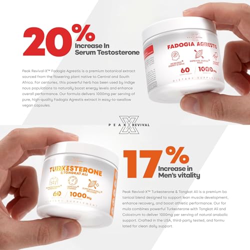 Image of Peak Revival-X Turkesterone & Tongkat Ali 1000mg Supplement - 500mg Ajuga Turkestanica Per Serving Increase Stamina, Lean Muscle Growth & Recovery - Made in The USA (60 Capsules)