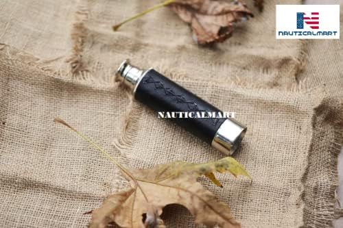 Handcrafted Telescope | Functional Vintage Replica Brass Nautical Antique Telescope | Brass Nautical Spyglass & Collectible Decor (Black Leather)