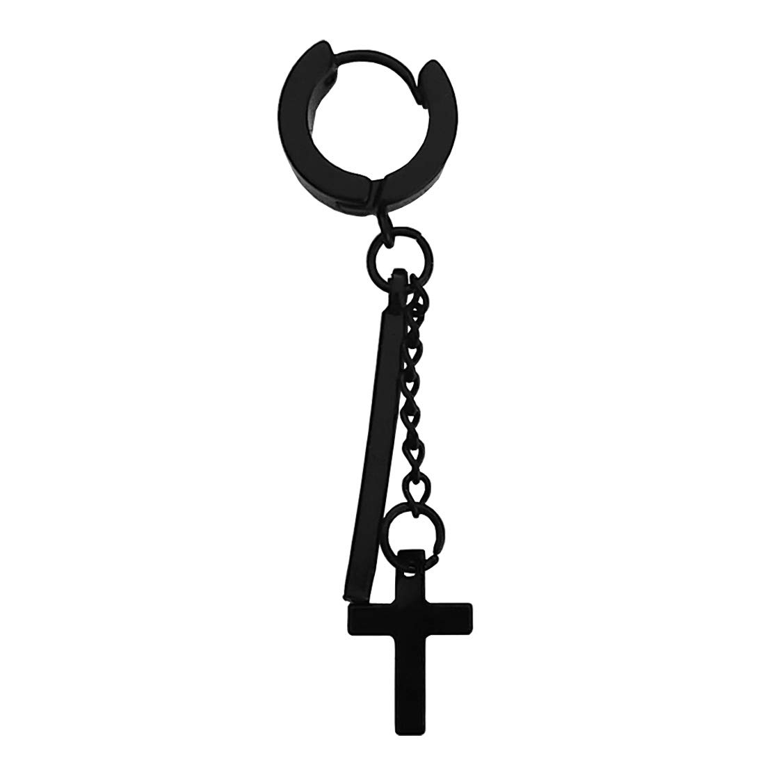 Sullery Religious Jesus Cross Double Chain Charm Drop Hoop Single Earring Black Stainless Steel Hoop Earring For Men And Women (B09H5PY9Y3) Amazon Price History, Amazon Price Tracker