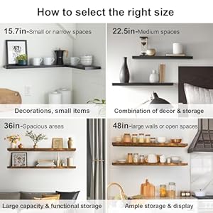 BAYKA Floating Wood Shelves - Wall Mounted for Bathroom,Bedroom,Living Room,Kitchen,Small Hanging Shelf for Books/Storage/Room Decor with 22lbs Capacity(Rustic Brown,Set of 3,16inch) BAYKA Floating Wood Shelves Wall Mounted for BathroomBedroomLiving RoomKitchenSmall Hanging Shelf for BooksStorageRoom Decor with 22lbs CapacityRustic BrownSet of 316inch