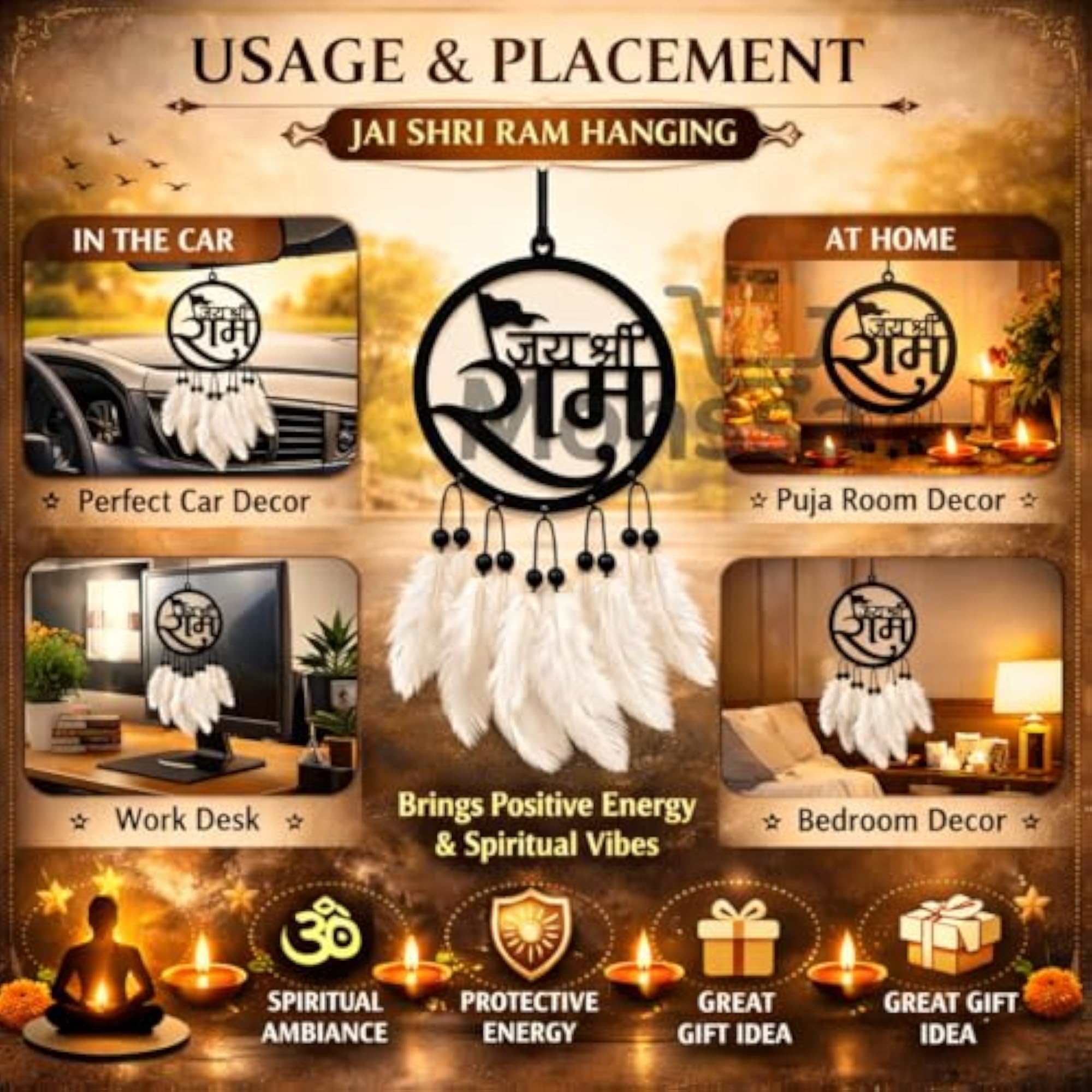 M H VILLA Dream Catcher for Rearview Charm