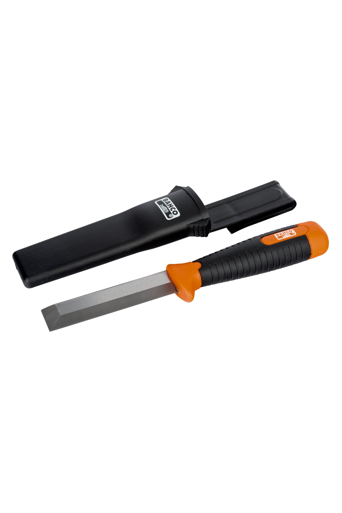 Bahco 2448 Wrecking Chisel Knife with Holster – Hardened Steel Blade, Soft Grip Handle