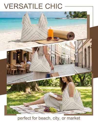 Bolso Playa Boho Crochet Algodón con Borlas miniatura 4