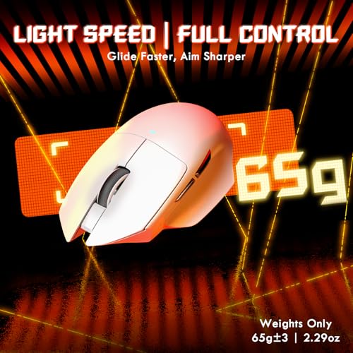 MAMBASNAKE x ATTACK SHARK V6 Wireless Gaming Mouse with Magnetic Charging Dock,65g Lightweight Mice,PAW3311 Sensor, 25,000 DPI,BT/2.4G/USB-C, 100M Clicks,500mAh Battery for Right Hand-White - Image 5