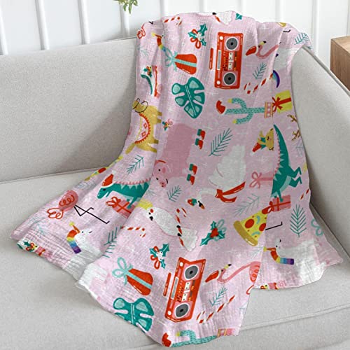 Couverture polaire douce en microfibre motif flamant rose