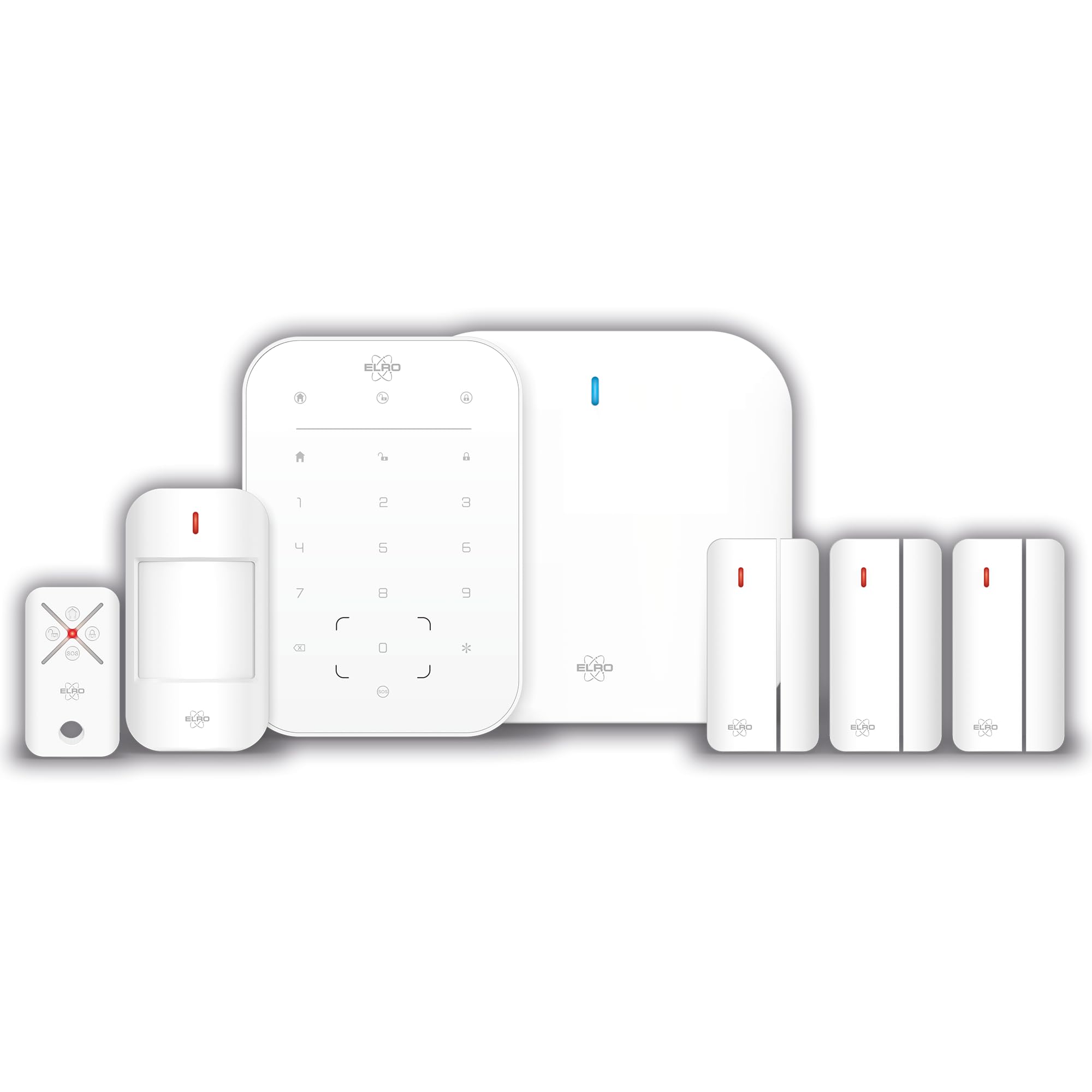 ELRO AS98S Home2 - Intelligent Wireless Alarm System - WiFi - GSM Function - Tested to Best - with Base Station, Control Panel, Motion Detector, 3 Door/Window Contacts and