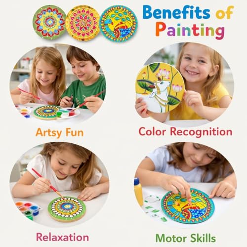Image of Mandala Art madhuani lippan Art Materials DIY kit with 4 premarked lippan MDF Board Decorative Mirrors dot Mandala Tool lippan Art kit for Kids Adults wall Decoration for Home Decor