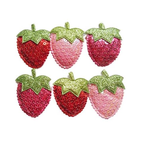 YYCRAFT 1.25" Padded Sequin Strawberry Appliques for Sewing DIY Embellishment Craft-3 Colors Cover