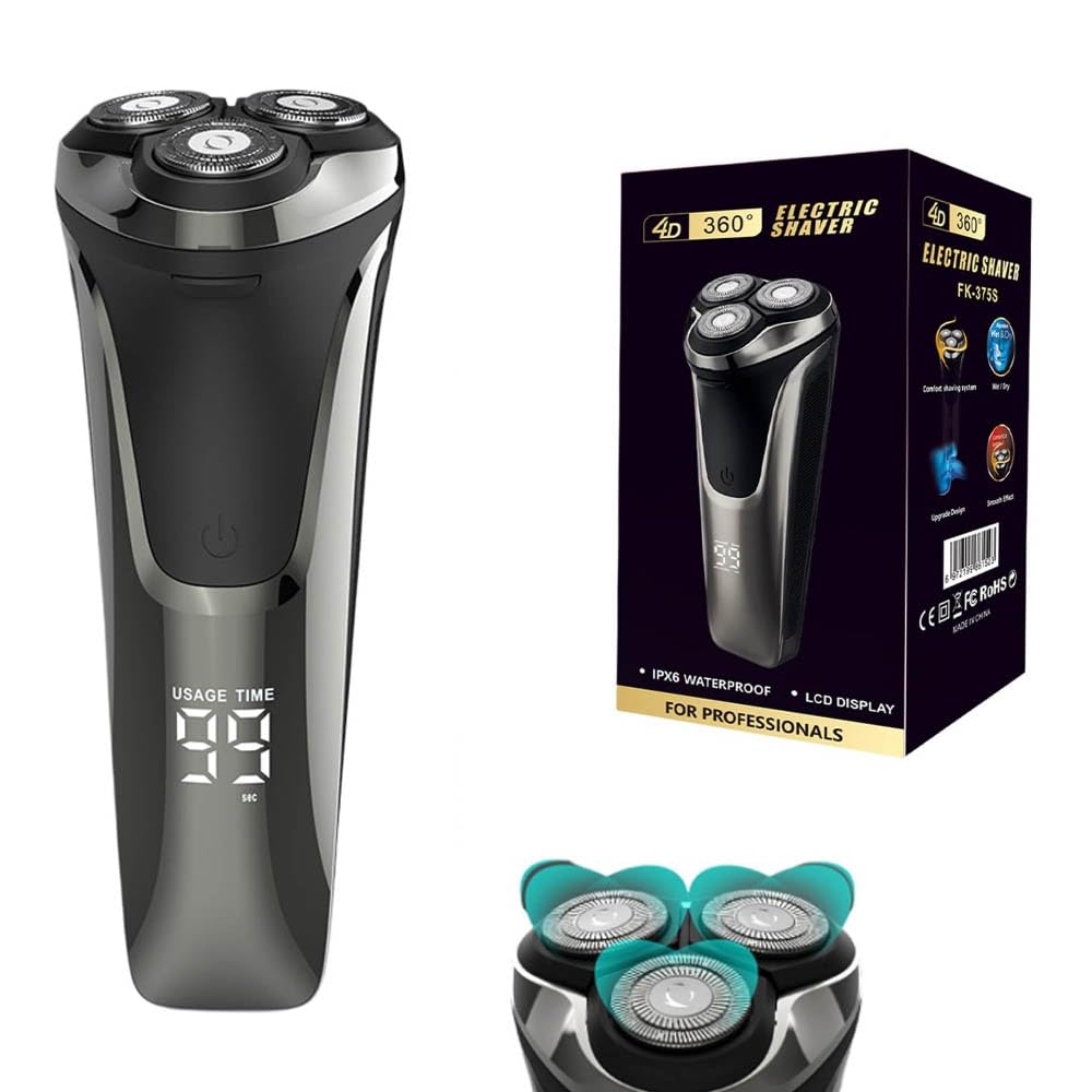 Close-up of the shaver's 4D floating rotary blades