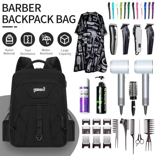 Barber Supplies Bag Backpack for Clippers and Supplies,Portable Barber Clipper Bags for Men,Large Hairstylist Travel Bag for Barber Tools3