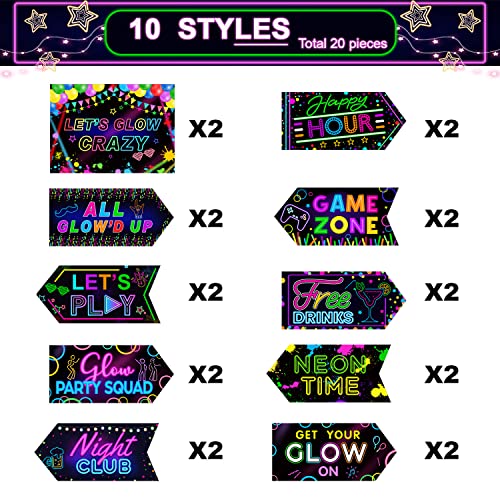 Image of Gueevin 20 Pcs Party Supplies Decorations Home Sign Cutouts for Bulletin Board Party Decorations Supplies(Glow in the Dark)