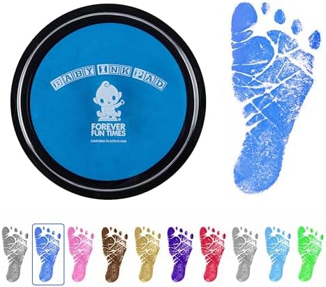 Baby Hand and Footprint Kit by Forever Fun Times | Get Hundreds of Detailed Prints with One Baby Safe Ink Pad | Easy to Clean, and Works with Any Paper or Card | Clean and Safe (Big, Blue)