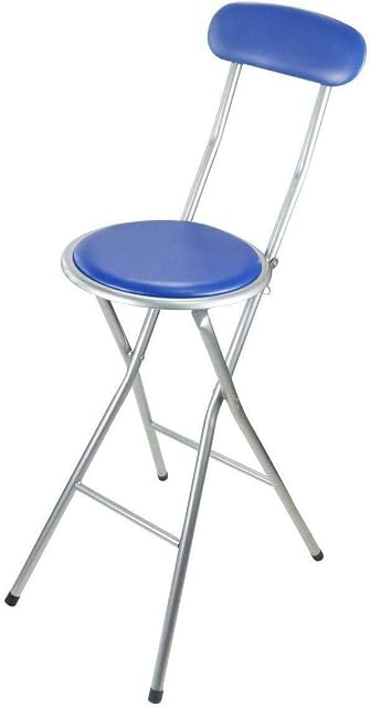 HOMION Colourful Folding Breakfast Round Padded Bar High Chair Stool Kitchen Party Office Stool Seat (Blue)