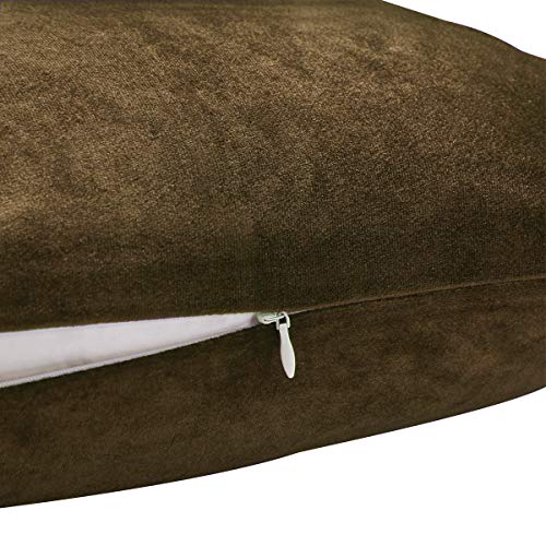 Image of GIGIZAZA Decorative Throw Pillow Covers,24 x 24 Chocolate Couch Pillow Covers,Velvet Square Cushion Covers