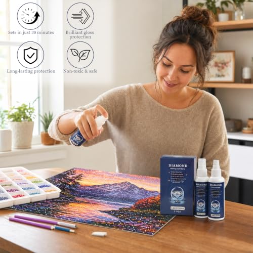 Image of 2pcs-Spray Diamond Painting Sealer Protectant Brightener 6.76 oz