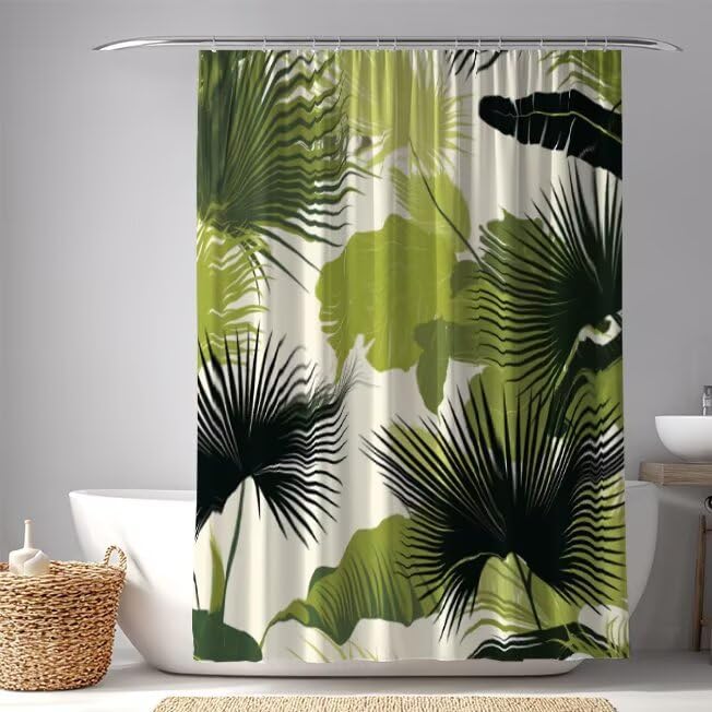 Rideau de douche anti moisissure en polyester 3D lavable pour baignoire
