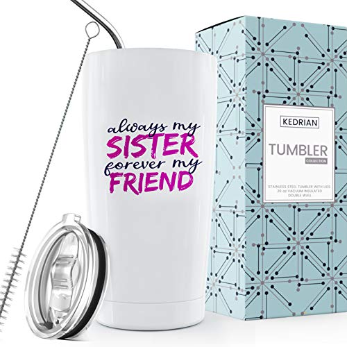 KEDRIAN Sister Tumbler, 20oz Sister Mug, Large Insulated Tumbler For Sisters, Sister Gifts From Sister, Gifts For Sister, Best Sister Gifts, Sisters Cup