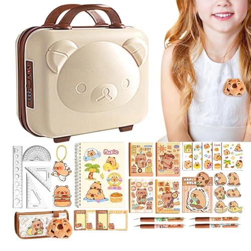 Generisch Juego de Papelería Para Mujeres - Juego de Notas Adhesivas Capybara Y Bolígrafos, Lindos Materiales Escolares | Para Niños Adolescentes Estudiantes Para El Hogar Escuela