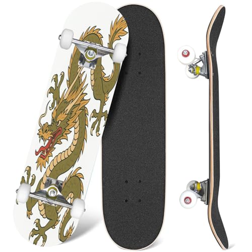 Skateboards Japanese Dragon Tattoo White Asia Dragon for Printing 7 Layer Maple Wood Deck 31