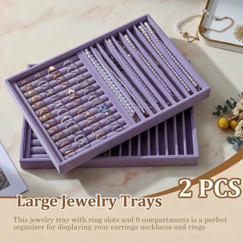 Image of Large Velvet Jewelry Tray Display Drawer Inserts 2 Pack