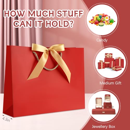 Image of JMANNI Mothers Day Gift Bags with Handles, 13 inch Medium Gift Bag for Presents, 1 Pcs Bags with 2 Tissue Paper and 1 Cards for Baby Shower Wedding Bridal Shower Mother's Day Birthday Party (Light Red)