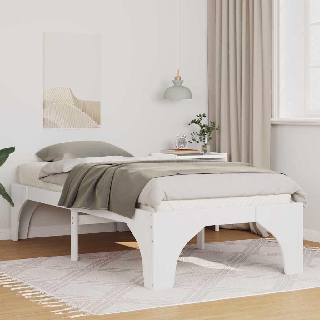 Marco de Cama de Madera Maciza de Pino Estructura Baja Moderna para Dormitorio Minimalista y Multifuncional con Ensamblaje Sencillo y Diseño Eficiente en Espacio para Adultos