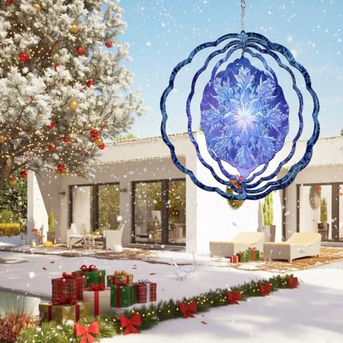 Snowflake Wind Spinner Stainless Steel 12 Inch Blue - Image 6