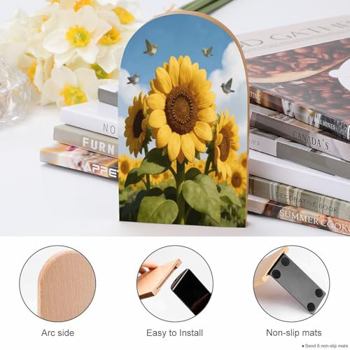 Sujetalibros de madera con diseño de flores de alta resistencia 5