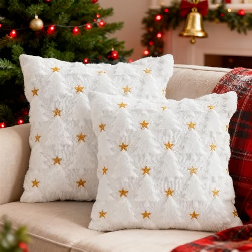 Kissenbezug Weihnachten 45x45 cm,2er Set Weihnachtskissen...