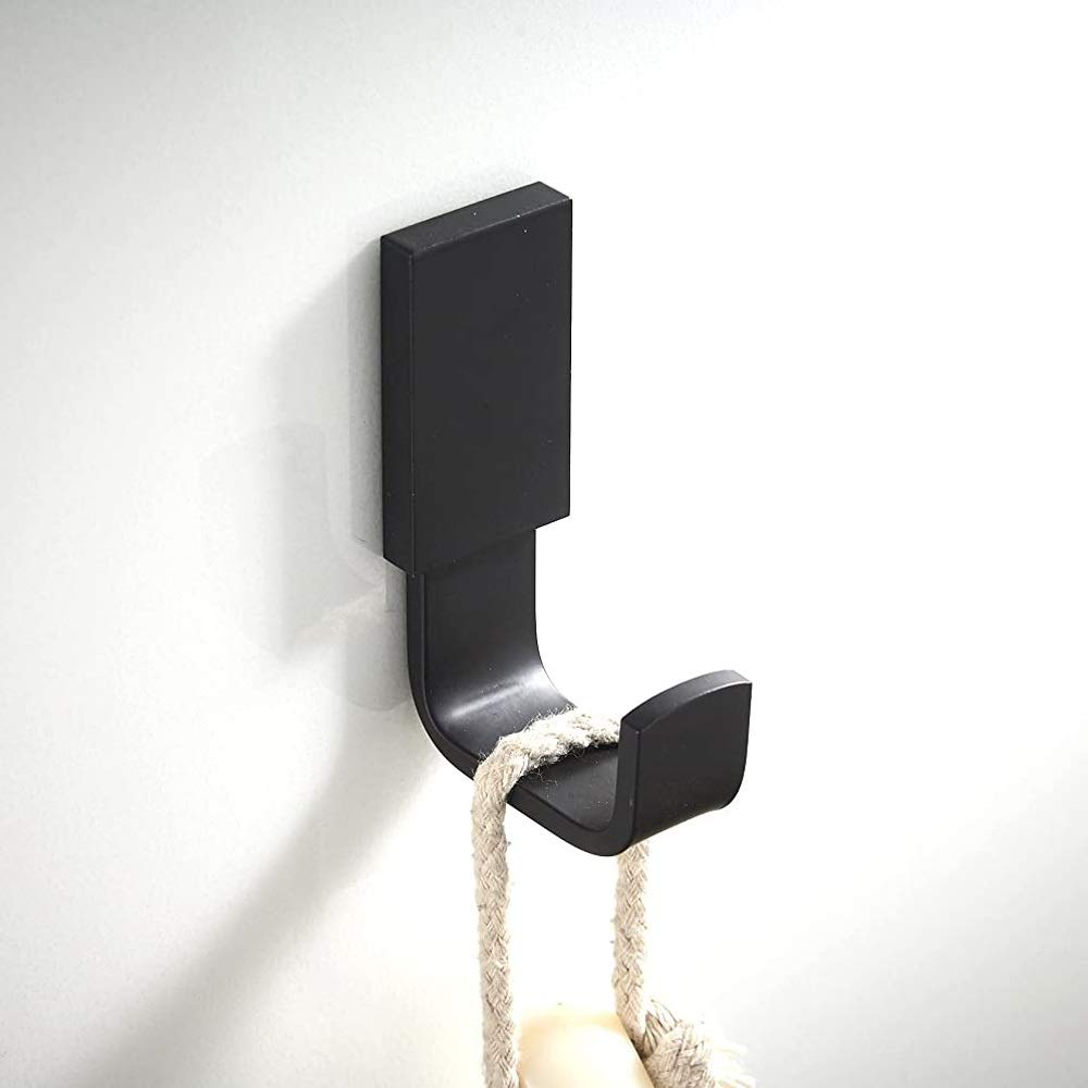 NEECS Gancio Appendiabiti Ganci Porta Accappatoio in Ottone Stile Contemporaneo Finitura Nero Opaco Montaggio a Parete