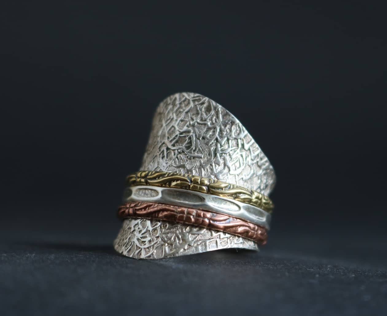 Breiter Drehring Silberring für Damen | 925 Silber Spinner Ring | bewegliche Ringe | Meditationsring | RG: