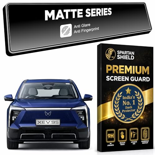 Image of Spartan Shield *MATTE* Screen Protector For MAHINDRA XEV 9S 2026 Electric SUV || 12.3 Inch Full Touchscreen Display Guard || Accurate Fit For Pack One | Two | Three Above || ** ANTI GLARE ** Anti Scratch || Water Repellant || With Complimentary Installation Kit || Bubble Free Application || XEV9E | XEV9S Digital Instrument Cluster Protective Film || XEV9 2025 Car Stereo Accessories [Not Tempered Glass]