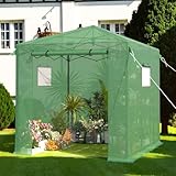 Benass 8X6 FT Pop Up Greenhouse,Greenhouse for Outdoors, Portable Walk-in Greenhouses with Roll-Up Zipper Door, PE Cover Greenhouses for Garden and Backyard, Easy Setup