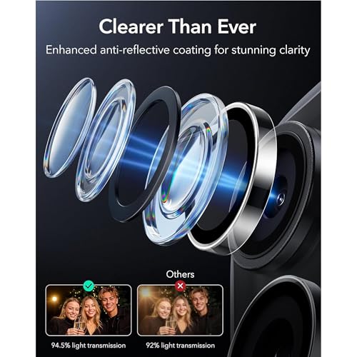 Image of Amazon Brand - Solimo Camera Glass Lens Protector Ring for Redmi Note 15 Pro 5G Case Friendly with Edge to Edge Coverage and Easy Installation (Black)