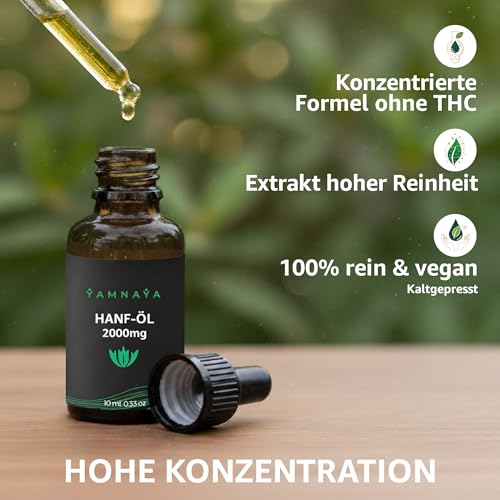YamnaYa – Premium Hanföl 20% | Kaltgepresst & Vegan | Naturrein & Ohne Zusätze | Laborgeprüft | Hergestellt in der EU