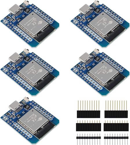 Type-C D1 Mini NodeMCU ESP32 ESP-WROOM-32 WLAN WiFi Bluetooth IoT Development Board 5V Compatible for Arduino (5pcs Type-C)