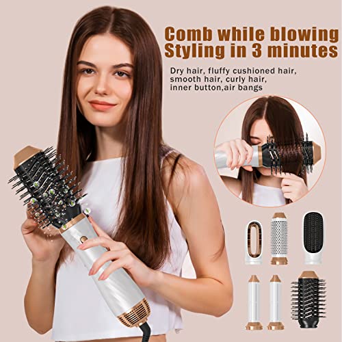 UKLISS Blow & Dryer Hot AirStyler 6 in 1, Hair Dryer Brush with Auto-Air Curler, Hair Straightener Brush, Hot Round Brush, Massage Brush, Blow Brush Hairdryer, Hot Brushes for Women Hair Styling - Image 3