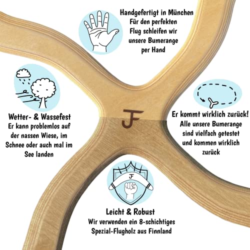 Boomerang New York | Premium | Anfänger | Bumerang ab 10 J. | Handgefertigt in DE | Holz mit 8 Schichten | Form vom Weltmeister | Rechtshänder