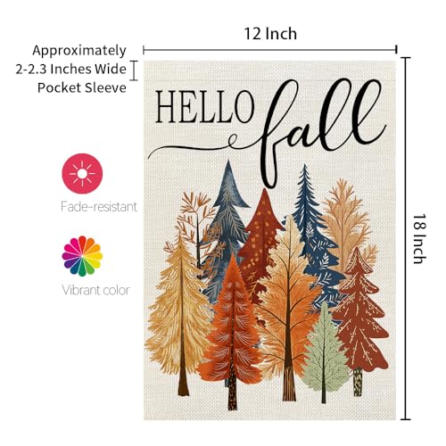 image for CROWNED BEAUTY Fall Trees Garden Flag 12x18 Inch Double Sided Small Bu