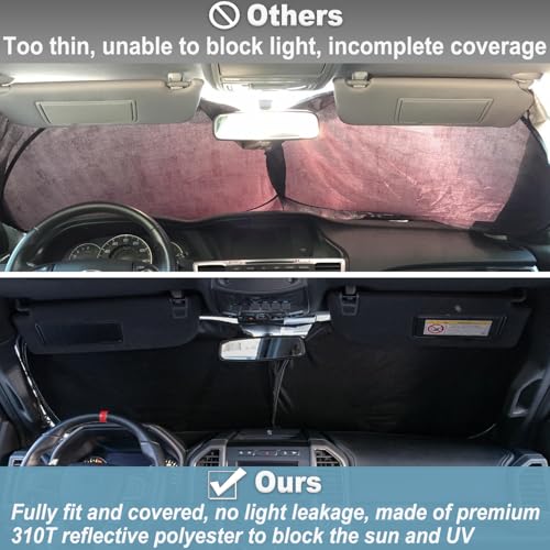 Image of PIMCAR Windshield Sunshade for Ford F-150 2015-2020 | Premium 310T Reflective Polyester UV & Heat Blocker | Reduces Interior Temperature, Foldable with Storage Pouch