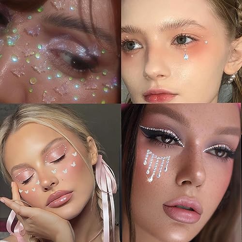Image of NOOEPC Face Gems Hair Gems, Self-Adhesive Face Jewels Eye Jewels Rhinestones DIY Face Gems Stick on, Hair Body Rhinestones Gems Crystals Pearls for Face Eyes Makeup Body, Crafts