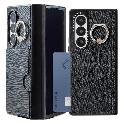Étui portefeuille Galaxy Z Fold 6 noir avec porte-cartes et protection de charnière