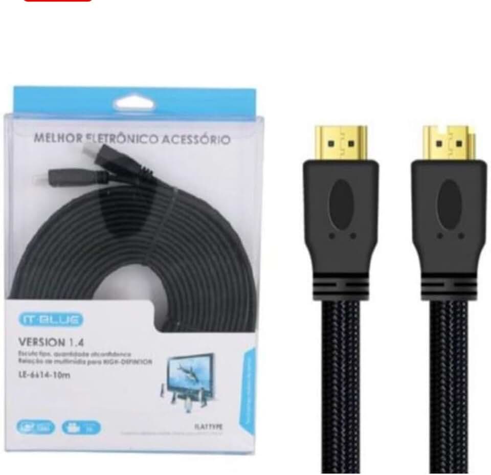Cabo HDMI Versão 1.4, 10 Metros, Alta Velocidade, Ultra HD 4K, Conectores Banhados a Ouro