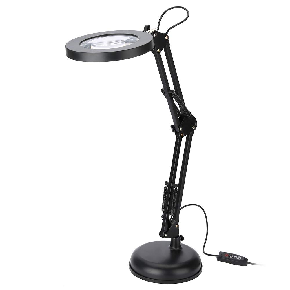 Wakects Black Magnifying Lamp With Light, Iluminated Led Lamp, 5X Magnifying Led Lamp With Led Eye Protection Chip For Beauty Salon Tattoo Manicure Maintenance