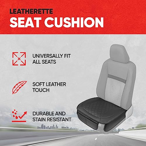 Image of Motor Trend Car Seat Cushion, 2 Pack - Diamond Stitched Faux Leather Seat Covers for Cars Trucks SUV, Black Padded Car Seat Covers with Storage Pockets, Premium Automotive Seat Covers for Front Seats